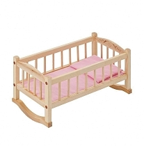 Картинка Paremo Деревянная кроватка-люлька для кукол, розовый текстиль от магазина gnom.land