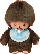 Картинка Monchhichi мягкая игрушка "Мальчик в голубом слюнявчике. Бэбичичи", 15 см от магазина gnom.land