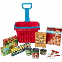 Картинка Melissa & Doug "Готовь и играй" Продуктовая тележка на колесиках от магазина gnom.land