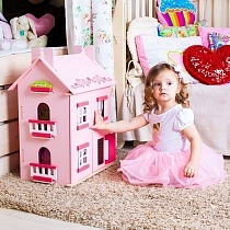 Картинка Paremo Большой домик из дерева для кукол "Милана", с 14 предметами мебели от магазина gnom.land