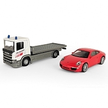Картинка WELLY Набор машинок металлических, Грузовик Scania (1:57), Porsche 911 Carrera S (1:43) от магазина gnom.land