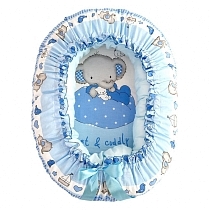 Картинка Золотой гусь Подушка-валик гнездышко "Слоник Боня", голубой от магазина gnom.land