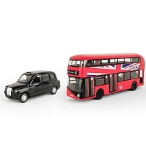 Картинка Welly Набор машинок металлических Лондонские автобус и такси, 2 шт. от магазина gnom.land
