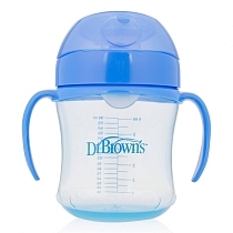 Картинка Dr.Brown's Чашка-непроливайка с ноcиком, синяя, 180 мл, с 6 месяцев от магазина gnom.land