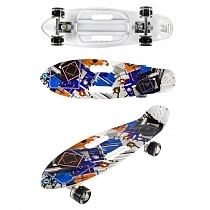 Картинка Navigator Скейтборд принт "Графити белый", колеса со светом от магазина gnom.land