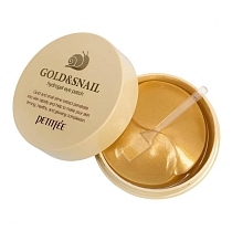 Картинка Petitfee Гидрогелевые патчи для глаз с муцином улитки и коллоидным золотом, 60 шт. от магазина gnom.land