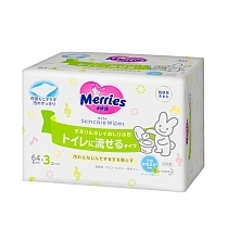 Картинка Merries Детские влажные салфетки Flushable, запасной блок, 192 шт. от магазина gnom.land
