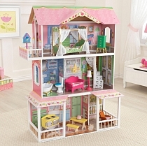 Картинка KidKraft Деревянный кукольный дом с мебелью для Барби "Карамельная Саванна" от магазина gnom.land