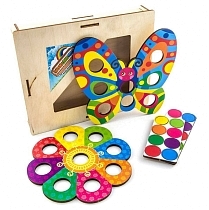 Картинка WoodlandToys Мозаика "Цветок и бабочка" от магазина gnom.land