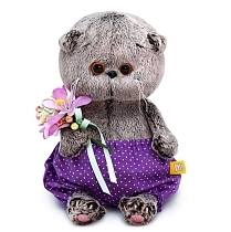 Картинка Budi Basa Мягкая игрушка Басик Baby в сиреневых трусах и с букетом, 20 см от магазина gnom.land