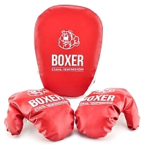 Картинка Лидер Боксерский набор №7 (лапа и перчатки) красный от магазина gnom.land