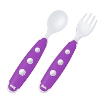 Картинка NUK Набор столовых приборов Мини c 8 мес. 2 шт., цвет фиолетовый от магазина gnom.land