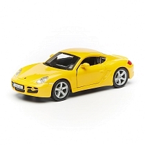 Картинка Bburago Машинка металлическая Porsche Cayman S, 1:32, жёлтый от магазина gnom.land