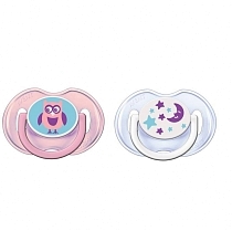 Картинка Avent Пустышка Classic 0-6 мес, 2 шт, сова/месяц звезды от магазина gnom.land