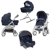 Картинка Коляска Inglesina Trilogy System Quattro 4 в 1 на шасси Trilogy White, Imperial Blue от магазина gnom.land