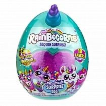 Картинка ZURU Игрушка плюш-сюрприз RainBocoRns в яйце S2 (B), Фиолетово-голубой рог, розовое сердце от магазина gnom.land