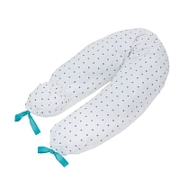 Картинка Roxy-kids Подушка для беременных и кормящих Премиум, белый в голубой горох от магазина gnom.land