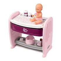 Картинка Smoby Baby Nurse Пупс + кроватка с регулируемой высотой от магазина gnom.land