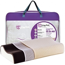 Картинка Ttoman Подушка ортопедическая с эффектом памяти, карбоновый слой с ионами серебра, CO-04-NO.2(12/10) от магазина gnom.land