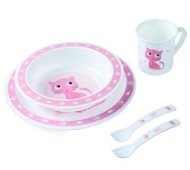 Картинка Canpol Набор обеденный пластиковый 250989243 арт. 4/401, 12+, цвет розовый от магазина gnom.land