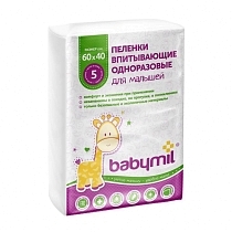 Картинка Babymil Пеленки впитывающие 60х40 см Эконом, 5 шт. от магазина gnom.land