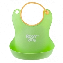 Картинка Roxy-kids Нагрудник мягкий с кармашком и застежкой, зеленый от магазина gnom.land