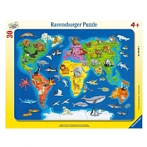 Картинка Ravensburger Пазл "Карта мира с животными", 30 элементов от магазина gnom.land