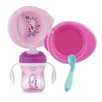 Картинка Chicco Набор детской посуды 6 мес.+, розовый, 00016200100000 от магазина gnom.land