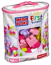Картинка MEGA BLOKS Конструктор розовый в сумке "Мой первый конструктор" | 80 деталей от магазина gnom.land