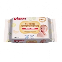 Картинка Pigeon Салфетки влажные для рук и рта детские, 70 шт от магазина gnom.land