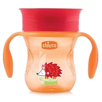 Картинка Чашка-поильник Chicco Perfect Cup (носик 360), 12 мес.+, 266 мл, красный/ёжик от магазина gnom.land
