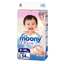 Картинка Moony Подгузники L (9-14 кг), 54 шт от магазина gnom.land