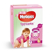 Картинка Huggies Подгузники-трусики для девочек 4 (9-14кг), 17 шт. от магазина gnom.land