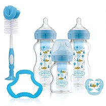 Картинка Dr.Brown's Подарочный набор из трёх бутылочек с широким горлышком "Options+", голубой от магазина gnom.land