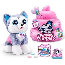 Картинка Zuru Игровой набор Pets Alive Pooping Puppies Щенок с аксессуарами, со звуком, розовая косточка от магазина gnom.land