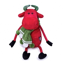 Картинка Budi Basa Мягкая игрушка "Бык Карлос в вязаном шарфе", 27 см от магазина gnom.land