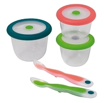 Картинка Набор Bebe Confort (2 ложечки, 2 контейнера по 150 мл с крышками ,1 контейнер 300 мл с крышкой) от магазина gnom.land