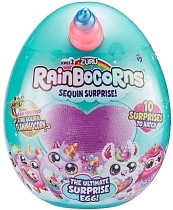 Картинка ZURU Игрушка плюш-сюрприз RainBocoRns в яйце 2А, Розово-синий рог, фиолетовое сердце от магазина gnom.land