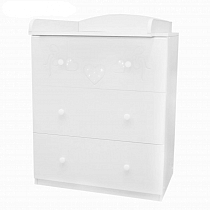 Картинка Островок уюта Комод детский Бантики, съемный пеленальный стол, белый от магазина gnom.land