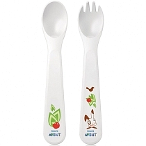 Картинка Avent Набор столовых приборов (ложка, вилка) в дорожном футляре, от 12 мес., арт. 65690 от магазина gnom.land