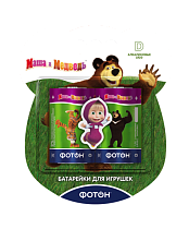 Картинка ФОТОН Элементы питания LR20 ВP2 ,"Маша и медведь" + наклейка, 22856 от магазина gnom.land
