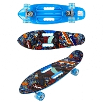 Картинка Navigator Скейтборд принт "Графити синий", колеса со светом от магазина gnom.land