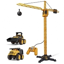 Картинка JCB Башенный кран на дистанционном управлении с самосвалом и погрузчиком от магазина gnom.land