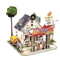 Картинка Rezark 3D Пазл Серия Домики Америки "Автозаправочная станция", 57 элементов от магазина gnom.land
