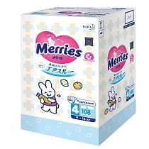 Картинка Merries Подгузники для детей L (9-14 кг), 108 шт. от магазина gnom.land