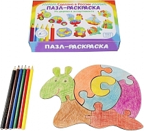 Картинка 1TOY Деревянный пазл-раскраска "Улитка", 8 элементов от магазина gnom.land