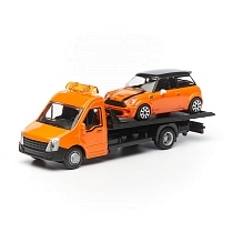 Картинка Bburago "Коллекционная машинка-эвакуатор 18-31400/3 1:43 STREET FIRE FLATBED TRANSPORT, Оранжевый" от магазина gnom.land