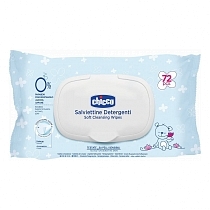 Картинка Chicco Влажные очищающие салфетки 72 шт., 0м+ (с клапаном) от магазина gnom.land
