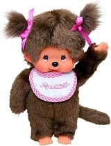 Картинка Monchhichi 20 см девочка в слюнявчике от магазина gnom.land