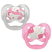 Картинка Dr.Brown's Пустышка силиконовая Advantage ночная, розовая, 0-6 месяцев, 2 шт. от магазина gnom.land
